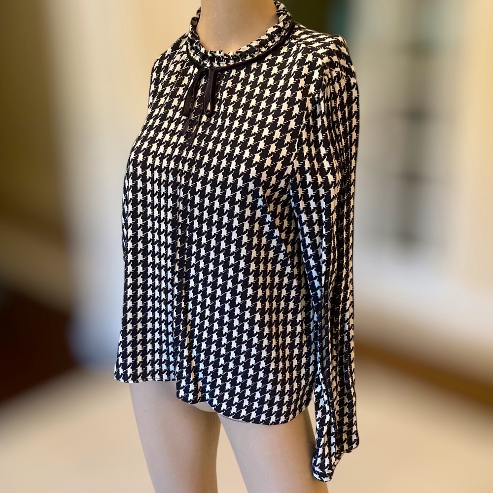 BNWT Zara Gingham Blouse black and white women sz M